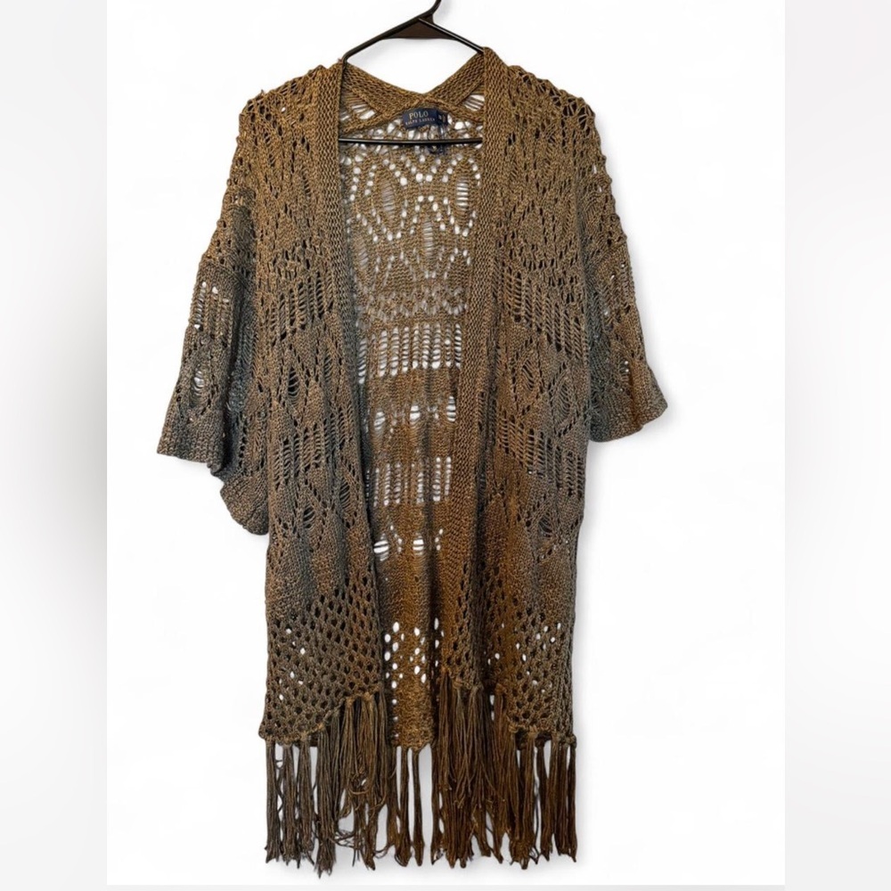 Polo by Ralph Lauren Tan Crochet Cardigan nwot
